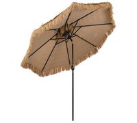 Parasol en paille, 299 cm, inclinable, couleur naturelle/noir
