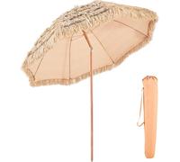 Parasol en paille de style hawaïen, idéal pour la plage et la terrasse, inclinable, 2,44 mètres (en plastique imitant la paille)