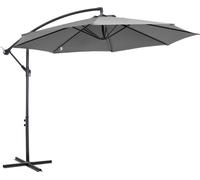 Parasol Fortuna Lai à manivelle avec armature en acier et toile en polyester gris Ø2,95x2,45m pour jardin, terrasse, balcon