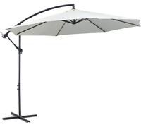 Parasol Fortuna Lai avec manivelle, rond, 300 cm, baleines et tiges en acier, toile en polyester couleur crème, idéal pour la terrasse et le jardin