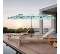 Sweiko Parasol extérieur double face Rectangulaire Grand avec manivelle,Vert clair