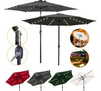 Parasol Hengda Ø2,7 m avec LED Parasol de jardin pivotant à 360° Parasol de terrasse Parasol suspendu Parasol de marché Parasol de plage - avec LED - Gris