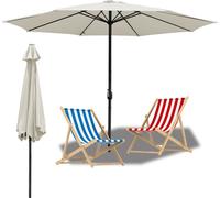 Parasol Hengda 3,5 m beige Parasol de balcon, parasol à pied déporté, parasol de jardin, parasol de marché, parasol de terrasse avec housse de protection Protection solaire UV30+