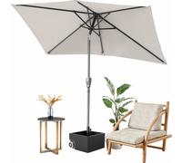 Parasol Hengda rectangulaire, manivelle inclinable, fer, parasol de balcon, parasol de marché, inclinable, 2 x 3 m, beige