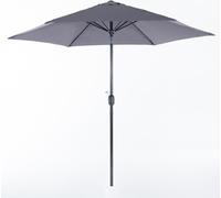 Parasol hexagonal Ø 270 cm en aluminium avec toile imperméable et système d'ouverture à manivelle – inclinable, robuste et idéal pour le jardin, la terrasse et le patio – LEVANTE – Gris