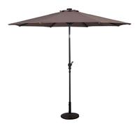 Parasol Inclinable 300 Cm Avec 24 Lumières Led Réglable Pour Jardin Et Terrasse Design En Polyester Marron Helloshop26 20_0013027 Multicolore