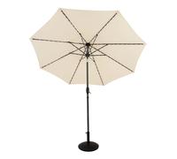 Parasol Inclinable à LED Solaire 2,7 m Crème & Socle en Béton Jardin Terrasse