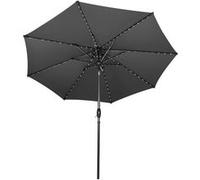 Parasol Inclinable à LED Solaire 2,7 m Gris Jardin Terrasse Auvent Ombre Gris
