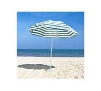 Outsunny Parasol de plage parasol inclinable octogonal Ø 180 cm Tissu Polyester Haute densité Anti-UV mât démontable Vert Blanc rayé