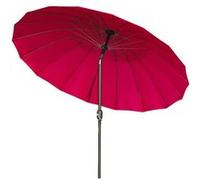 Parasol inclinable rond avec manivelle métal fibre de verre Ø 2,55 m polyester haute densité bordeaux Rouge G