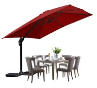 Parasol Izrielar rouge Ø300 cm – Parasol de jardin avec manivelle, protection UV et toile imperméable