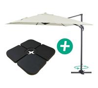 Habitat et Jardin Parasol déporté Alu Sun 3 Carré 3 x 3 m Dalles incluses Écru