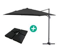 Parasol Jardin Déporté Alu Sun 3 - Carré - 3 X 3 M - Noir - Dalles Incluses Gris