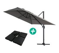 Parasol jardin déporté Alu ""Sun 4 "" - Rectangle - 3 x 4 m - Gris - Dalles à lester incluses