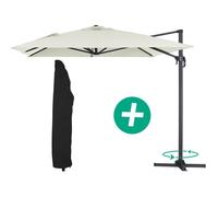 Parasol jardin déporté Alu "Sun 4" - Rectangle - 3 x 4 m + Housse de protection - Ecru