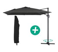 Parasol jardin déporté Alu "Sun 4" - Rectangle - 3 x 4 m + Housse de protection - Noir