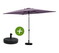Parasol Jardin "Sol 2" - Rectangle - 2 X 3 M - Violet + Dalles À Lester Incluses Violet