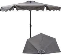Parasol jardin terrasse balcon demi Ø 270 cm H 235 cm Fixation murale graphite