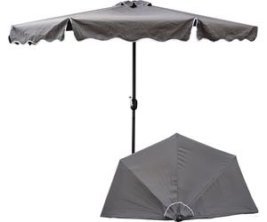 Parasol jardin terrasse balcon demi Ø 270 cm H 235 cm Fixation murale graphite