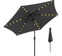 Parasol Jayseuw Parasol à pied déporté 270 cm avec LED solaire, inclinable à 30°, protection UV, manivelle - Gris - Parasol de jardin Parasol de marché Parasol à manivelle