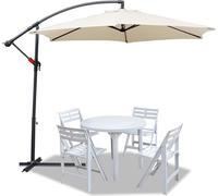 Parasol Jopassy beige Ø300cm Parasol à pied déporté Parasol de jardin Parasol de marché Manivelle Balcon Aluminium Inclinable