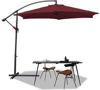 Parasol Jopassy rouge Ø350cm Parasol à pied déporté Parasol de jardin Parasol de marché Manivelle Balcon Aluminium Inclinable