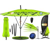 Parasol KESSER® double 4,6 m x 2,7 m | Housse et fixation anti-vent pour parasol à pied déporté avec manivelle et pied | Parasol à manivelle en aluminium hydrofuge | Inclinable, basculable et pivotant