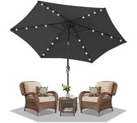 Parasol LED de 270 cm avec protection UV50+ - Inclinable à 30° - Imperméable - Idéal pour balcon et terrasse - Couleur : gris