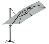 Parasol mat déporté en aluminium Luxe King 3x3 m - OZALIDE - Gris - Carré - Manuel