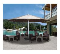 Parasol Meran Ii, Gastronomie, Parasol Pour Marché, Ø 5m, Poteau Alu,Blanc 28 Kg Crème-Beige Avec Support Gris