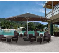 Parasol Meran II, parasol de marché gastronomique, Ø 5m polyester/alu mât blanc 28kg ~ anthracite avec support