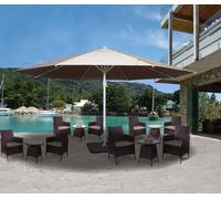 Parasol Meran II, parasol de marché gastronomique, Ø 5m polyester/alu mât blanc 28kg ~ crème-beige avec support