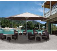 Parasol Meran II, parasol de marché gastronomique, Ø 5m polyester/alu mât blanc 28kg ~ crème-beige sans support