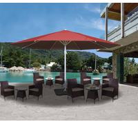 Parasol Meran II, parasol de marché gastronomique, Ø 5m polyester/alu mât blanc 28kg ~ rouge avec support