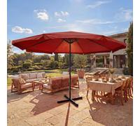 Parasol Meran Pro, parasol de marché gastronomique avec volant Ø 5m polyester/alu 28kg ~ bordeaux sans support