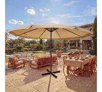 Parasol Meran Pro, parasol de marché gastronomique avec volant Ø 5m polyester/alu 28kg ~ crème sans support