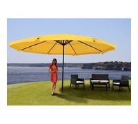 Parasol Meran Pro, parasol de marché gastronomique avec volant Ø 5m polyester/alu 28kg ~ jaune sans support