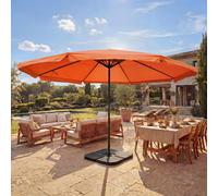 Parasol Meran Pro, parasol de marché gastronomique avec volant Ø 5m polyester/alu 28kg ~ terracotta avec support