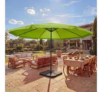 Parasol Meran Pro, parasol de marché gastronomique avec volant Ø 5m polyester/alu 28kg ~ vert avec support