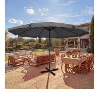 Parasol Meran Pro, parasol de marché gastronomique avec volant Ø 5m polyester/aluminium 28kg ~ anthracite sans support