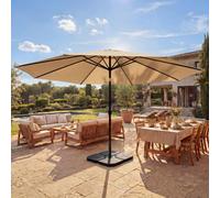 Parasol Meran Pro, parasol de marché gastronomique sans volant Ø 5m polyester/alu 28kg ~ crème avec support
