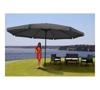 Parasol Meran Pro, Parasol Pour Marché Avec Volants Ø 5m Polyester/Alu 28 Kg Anthracite Sans Socle Gris