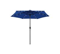 vidaXL Parasol avec éclairage LED mât en aluminium 270 cm bleu azur