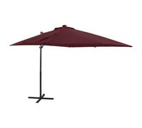 Parasol Meuble De Jardin Déporté Avec Mât Et Lumières Led Rouge 250 Cm Bordeaux Helloshop26 02_0008526 Multicolore