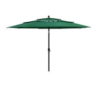 Parasol Mobilier De Jardin À 3 Niveau X Avec Mât En Aluminium 3,5 M Vert Helloshop26 02_0008783 Multicolore