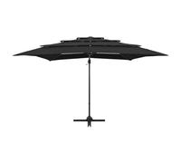 Parasol Mobilier De Jardin À 4 Niveaux Avec Mât En Aluminium 250 X 250 Cm Noir Helloshop26 02_0008790 Multicolore