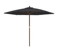 Parasol Mobilier De Jardin De Jardin Avec Mât En Bois 299 X 240 Cm Noir Helloshop26 02_0008344 Multicolore