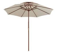 Parasol Mobilier De Jardin Terrasse 270 X 270 Cm Poteau En Bois Blanc Crème Helloshop26 02_0008413 Multicolore