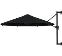 Parasol mural avec mât en métal 300 cm Noir
