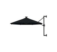 Parasol mural de jardin avec LED 300 cm noir